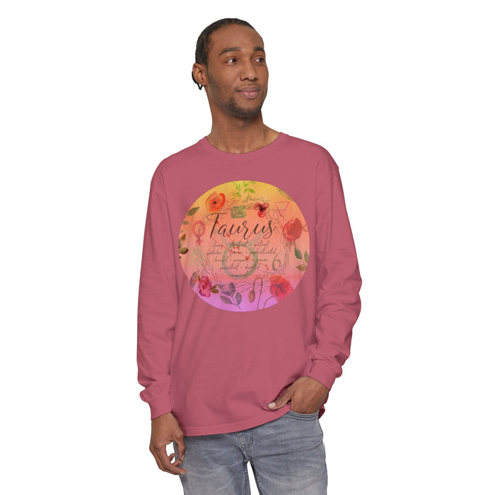 Taurus Unisex Garment-dyed Long Sleeve T-Shirt