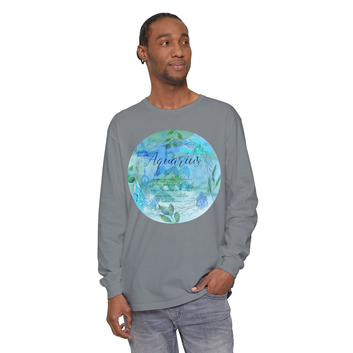 Aquarius Unisex Garment-dyed Long Sleeve T-Shirt