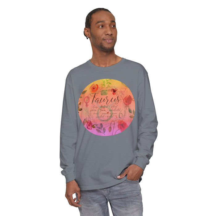 Taurus Unisex Garment-dyed Long Sleeve T-Shirt