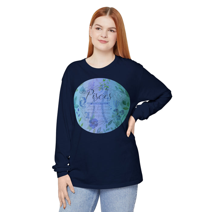 Pisces Unisex Garment-dyed Long Sleeve T-Shirt