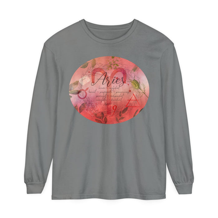 Aries Unisex Garment-dyed Long Sleeve T-Shirt