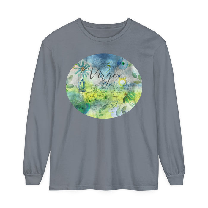 Virgo Unisex Garment-dyed Long Sleeve T-Shirt