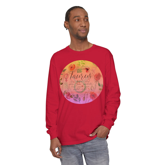 Taurus Unisex Garment-dyed Long Sleeve T-Shirt