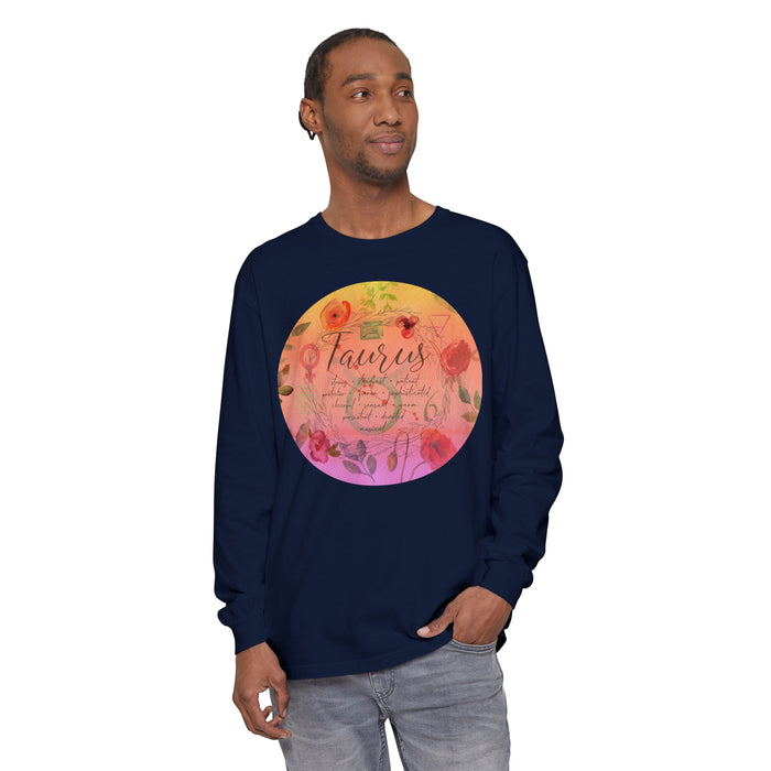 Taurus Unisex Garment-dyed Long Sleeve T-Shirt