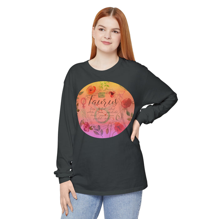 Taurus Unisex Garment-dyed Long Sleeve T-Shirt
