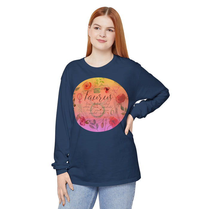 Taurus Unisex Garment-dyed Long Sleeve T-Shirt
