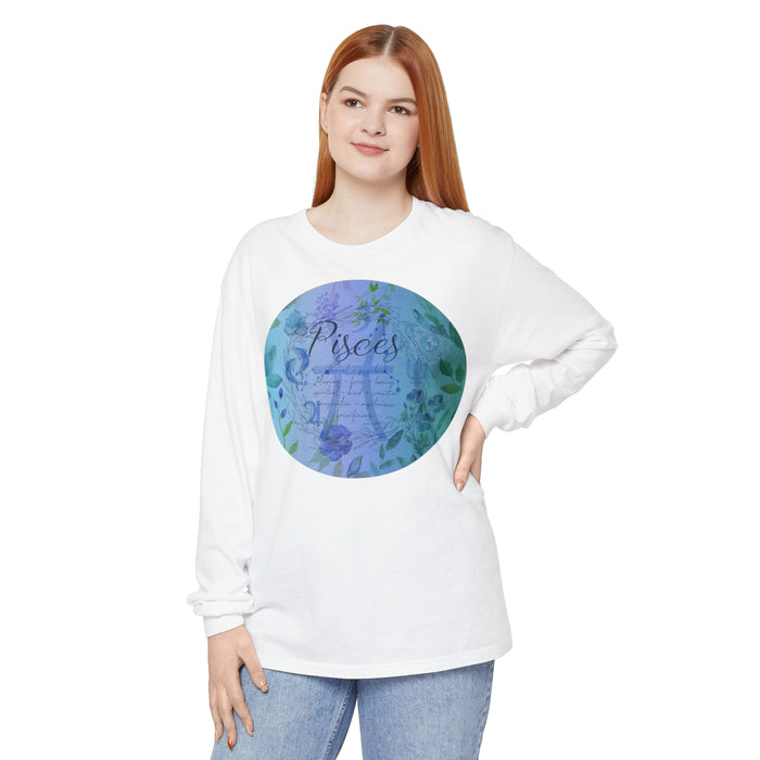 Pisces Unisex Garment-dyed Long Sleeve T-Shirt