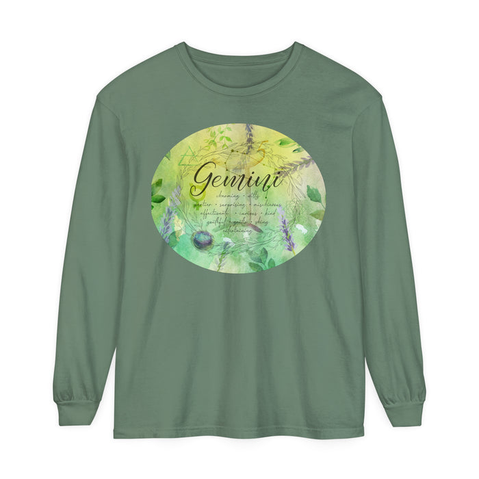 Gemini Unisex Garment-dyed Long Sleeve T-Shirt