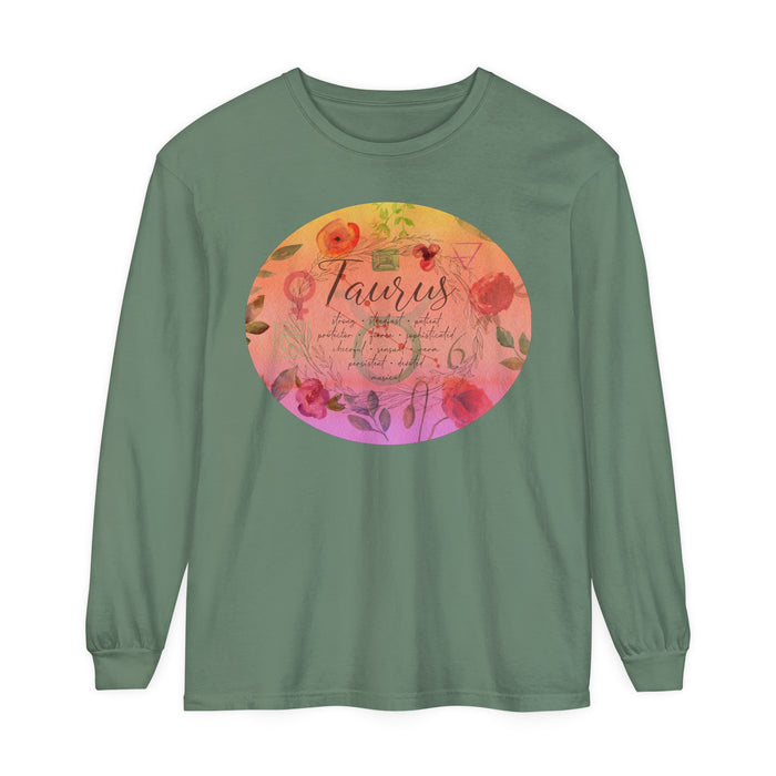 Taurus Unisex Garment-dyed Long Sleeve T-Shirt