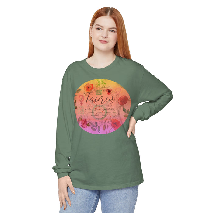 Taurus Unisex Garment-dyed Long Sleeve T-Shirt