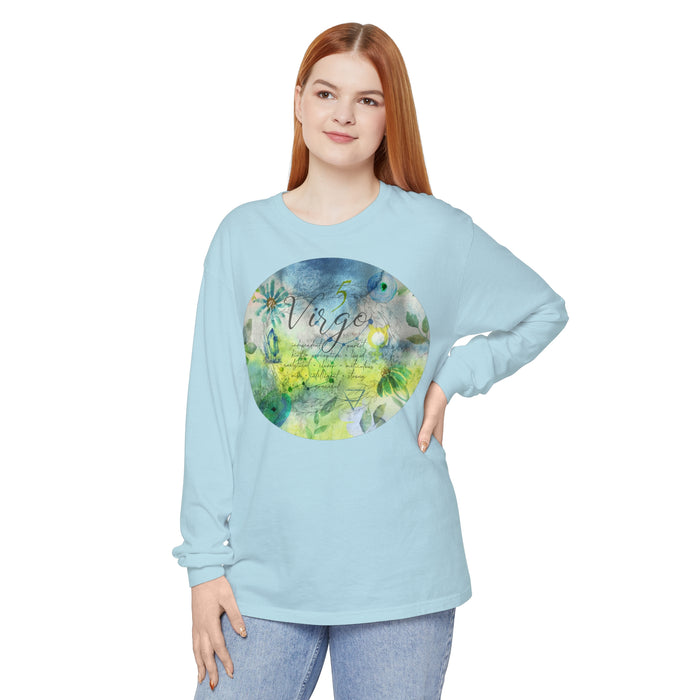 Virgo Unisex Garment-dyed Long Sleeve T-Shirt