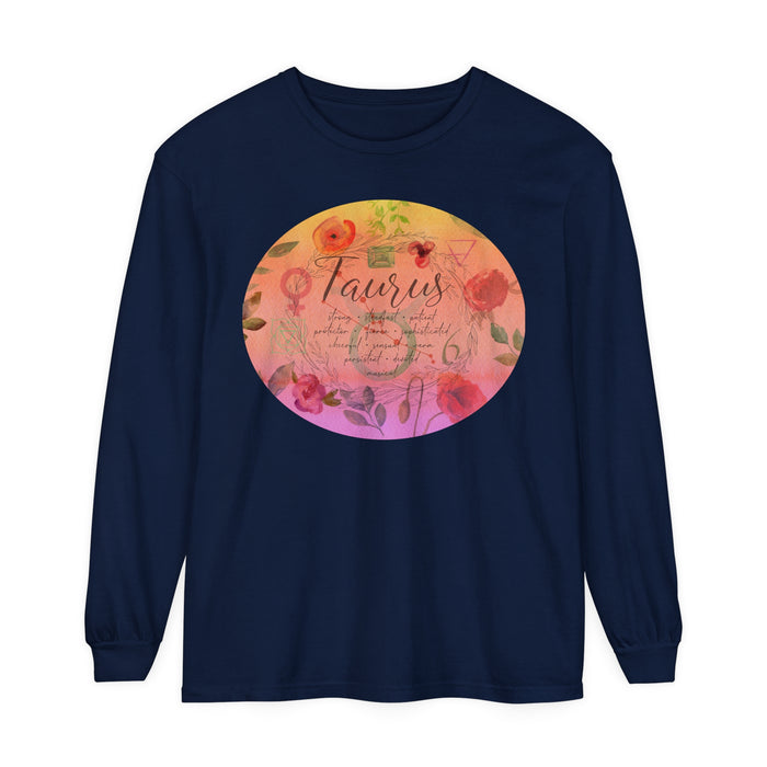 Taurus Unisex Garment-dyed Long Sleeve T-Shirt