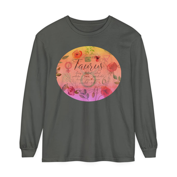 Taurus Unisex Garment-dyed Long Sleeve T-Shirt