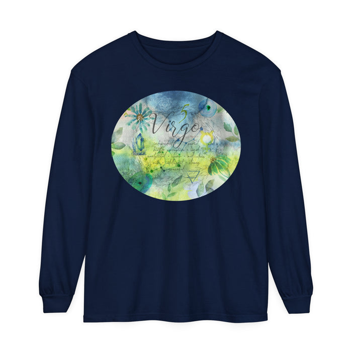 Virgo Unisex Garment-dyed Long Sleeve T-Shirt