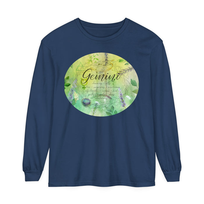 Gemini Unisex Garment-dyed Long Sleeve T-Shirt