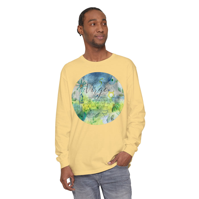 Virgo Unisex Garment-dyed Long Sleeve T-Shirt