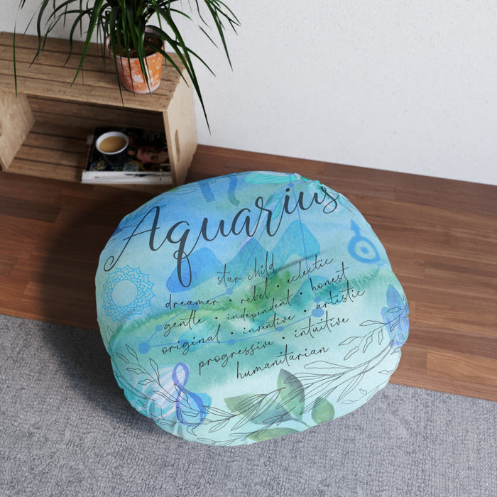 Aquarius Tufted Floor Pillow, Round