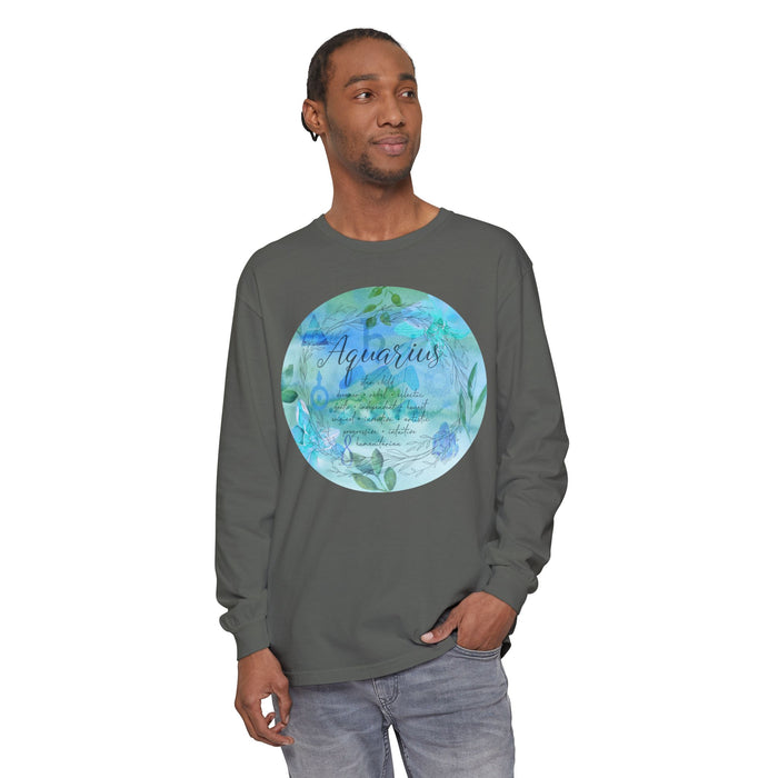 Aquarius Unisex Garment-dyed Long Sleeve T-Shirt