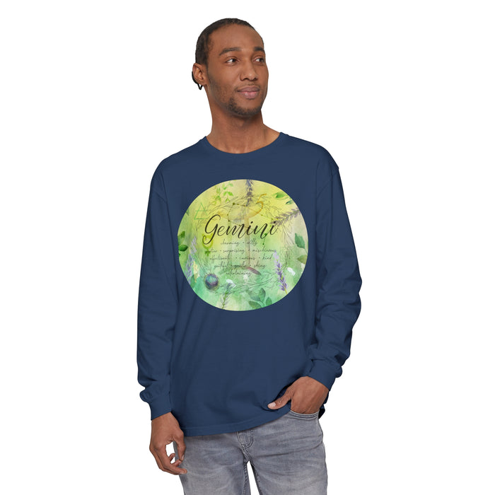 Gemini Unisex Garment-dyed Long Sleeve T-Shirt