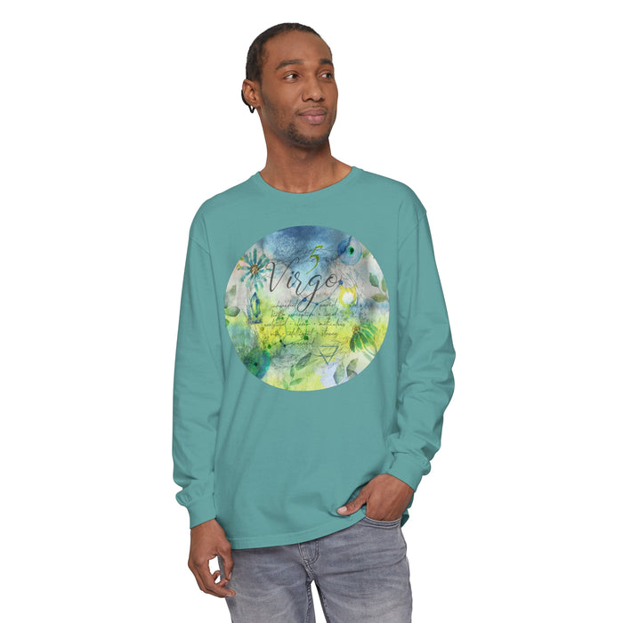 Virgo Unisex Garment-dyed Long Sleeve T-Shirt
