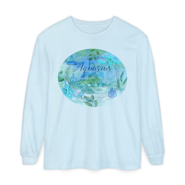 Aquarius Unisex Garment-dyed Long Sleeve T-Shirt