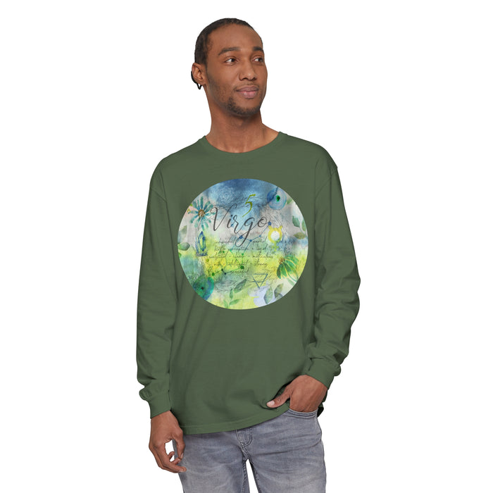 Virgo Unisex Garment-dyed Long Sleeve T-Shirt