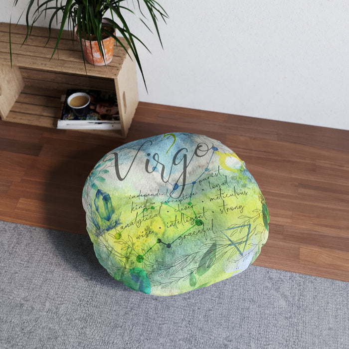 Virgo Tufted Floor Pillow, Round