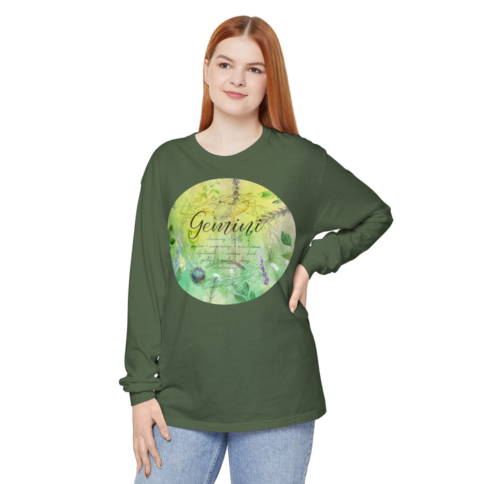Gemini Unisex Garment-dyed Long Sleeve T-Shirt