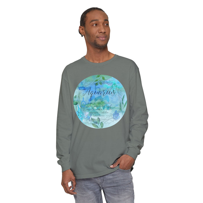 Aquarius Unisex Garment-dyed Long Sleeve T-Shirt