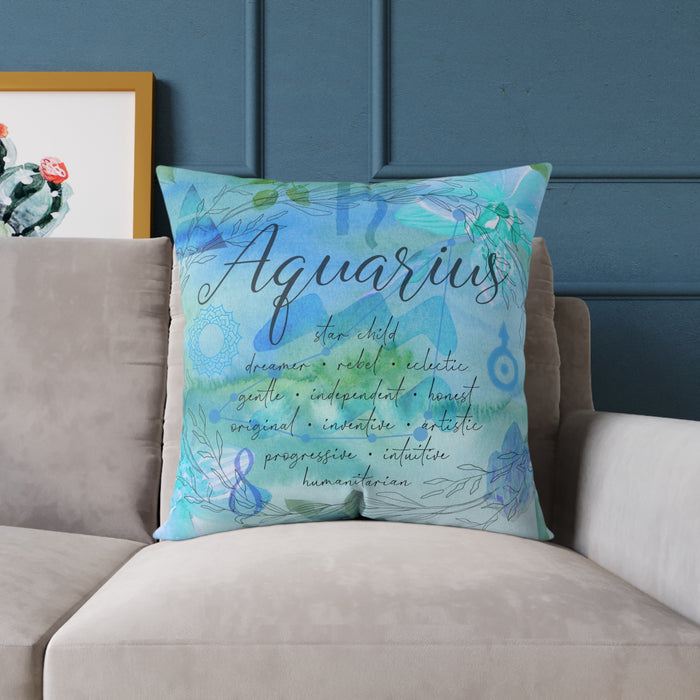 Aquarius Square Poly Canvas Pillow