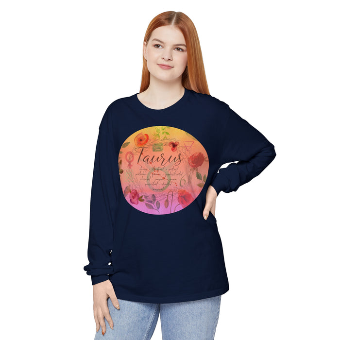 Taurus Unisex Garment-dyed Long Sleeve T-Shirt