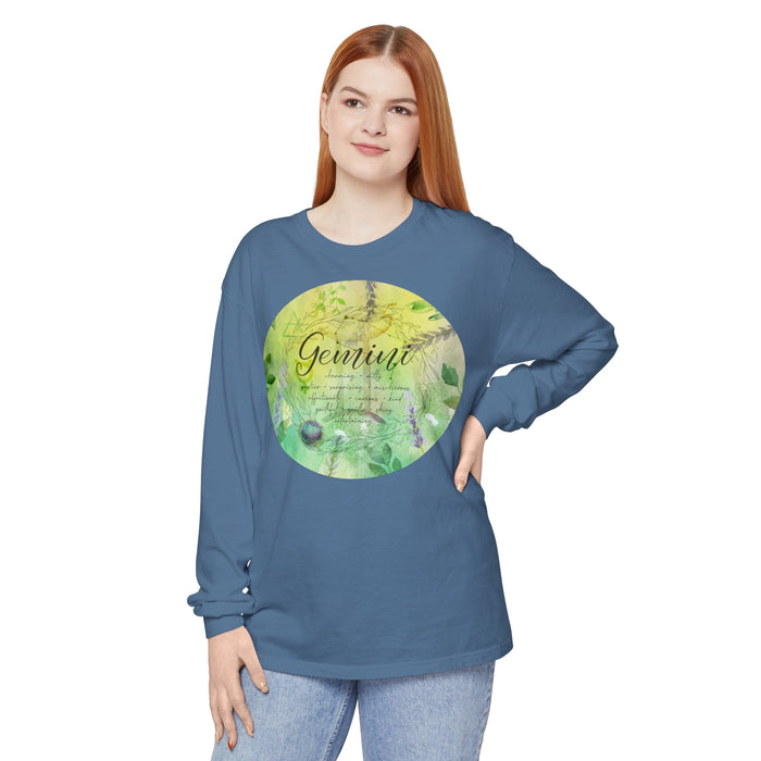 Gemini Unisex Garment-dyed Long Sleeve T-Shirt