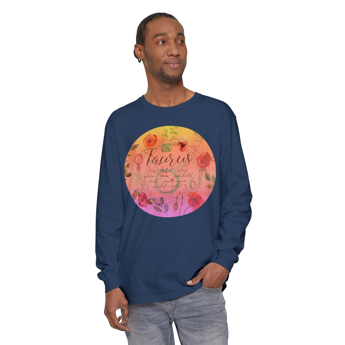 Taurus Unisex Garment-dyed Long Sleeve T-Shirt