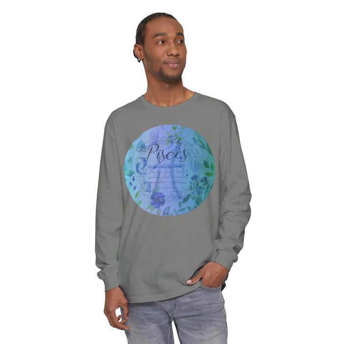 Pisces Unisex Garment-dyed Long Sleeve T-Shirt