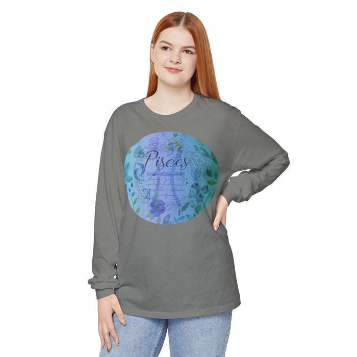 Pisces Unisex Garment-dyed Long Sleeve T-Shirt
