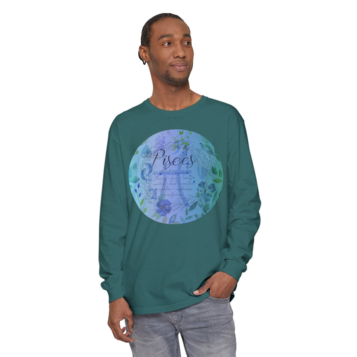 Pisces Unisex Garment-dyed Long Sleeve T-Shirt