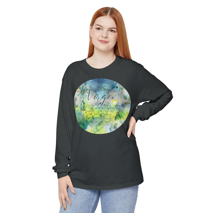 Virgo Unisex Garment-dyed Long Sleeve T-Shirt