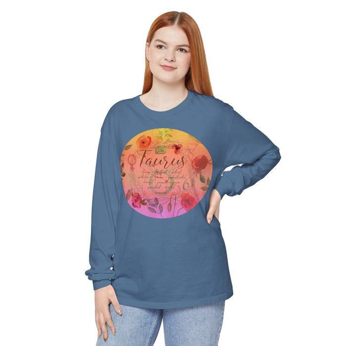 Taurus Unisex Garment-dyed Long Sleeve T-Shirt