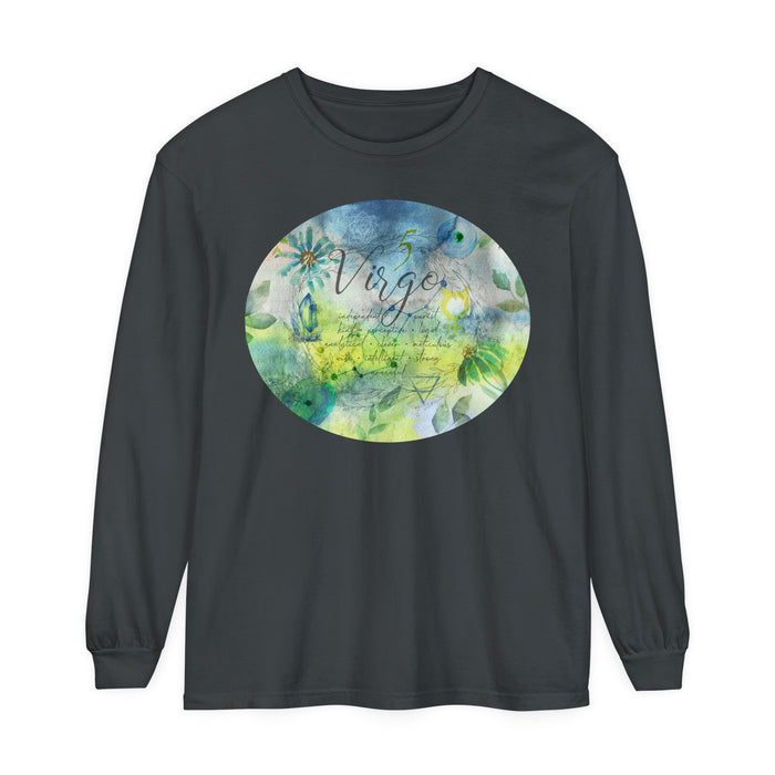 Virgo Unisex Garment-dyed Long Sleeve T-Shirt