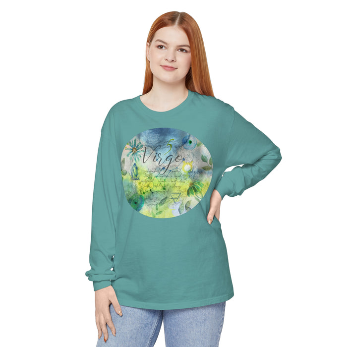 Virgo Unisex Garment-dyed Long Sleeve T-Shirt