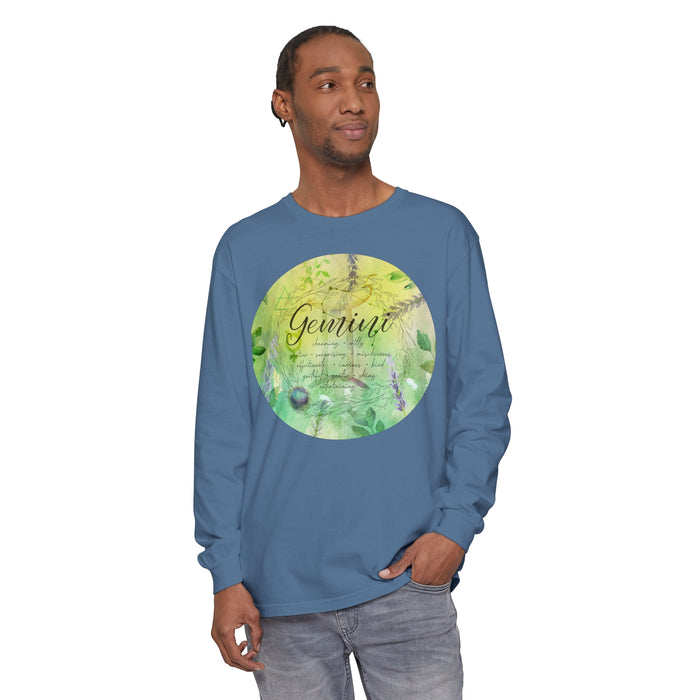 Gemini Unisex Garment-dyed Long Sleeve T-Shirt