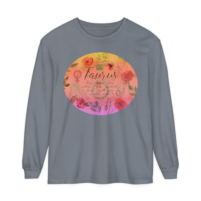 Taurus Unisex Garment-dyed Long Sleeve T-Shirt
