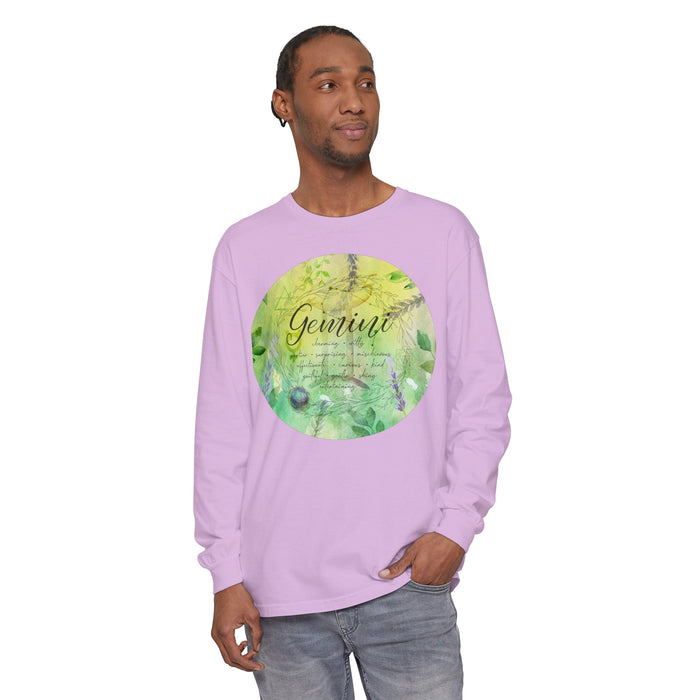 Gemini Unisex Garment-dyed Long Sleeve T-Shirt