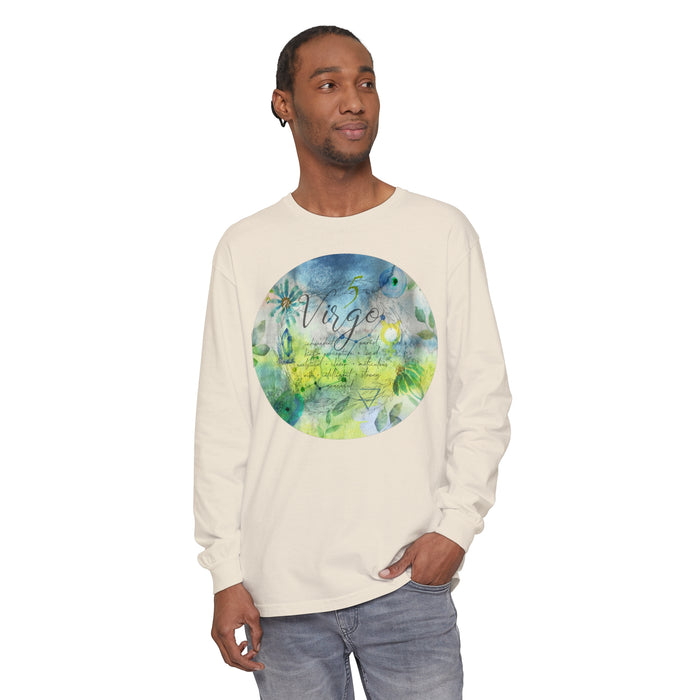 Virgo Unisex Garment-dyed Long Sleeve T-Shirt