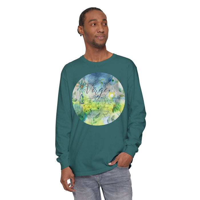 Virgo Unisex Garment-dyed Long Sleeve T-Shirt