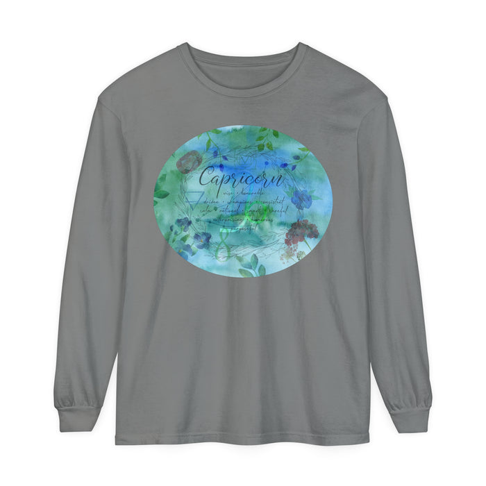 Capricorn Unisex Garment-dyed Long Sleeve T-Shirt