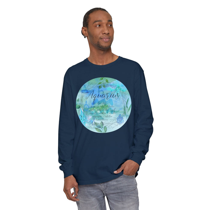 Aquarius Unisex Garment-dyed Long Sleeve T-Shirt