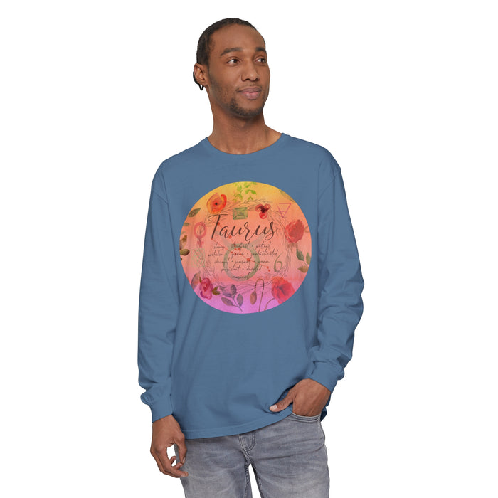 Taurus Unisex Garment-dyed Long Sleeve T-Shirt