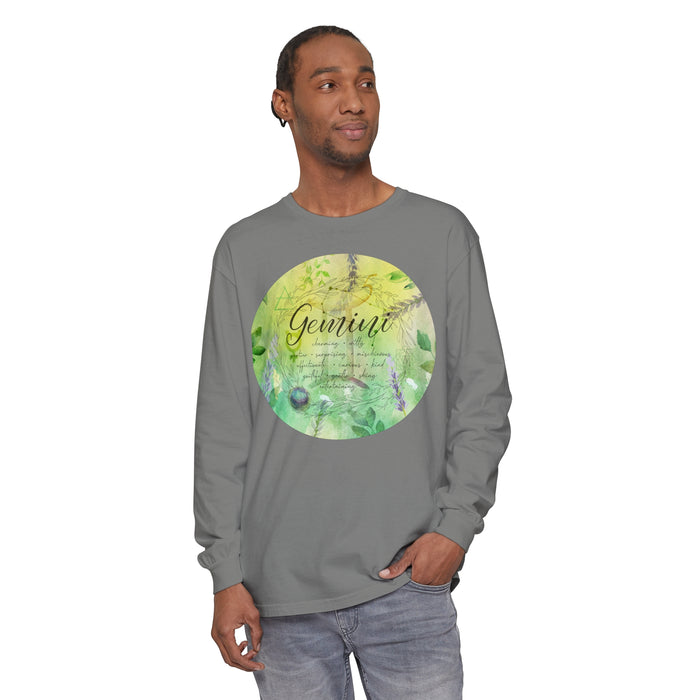 Gemini Unisex Garment-dyed Long Sleeve T-Shirt