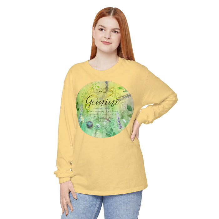 Gemini Unisex Garment-dyed Long Sleeve T-Shirt